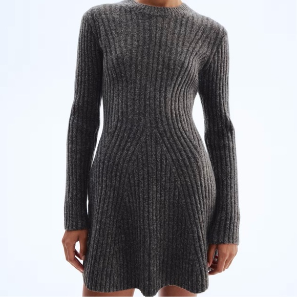 H&M Dresses & Skirts - H&M Charcoal Gray Ribbed Knit Sweater Dress | SIZE XL EUC